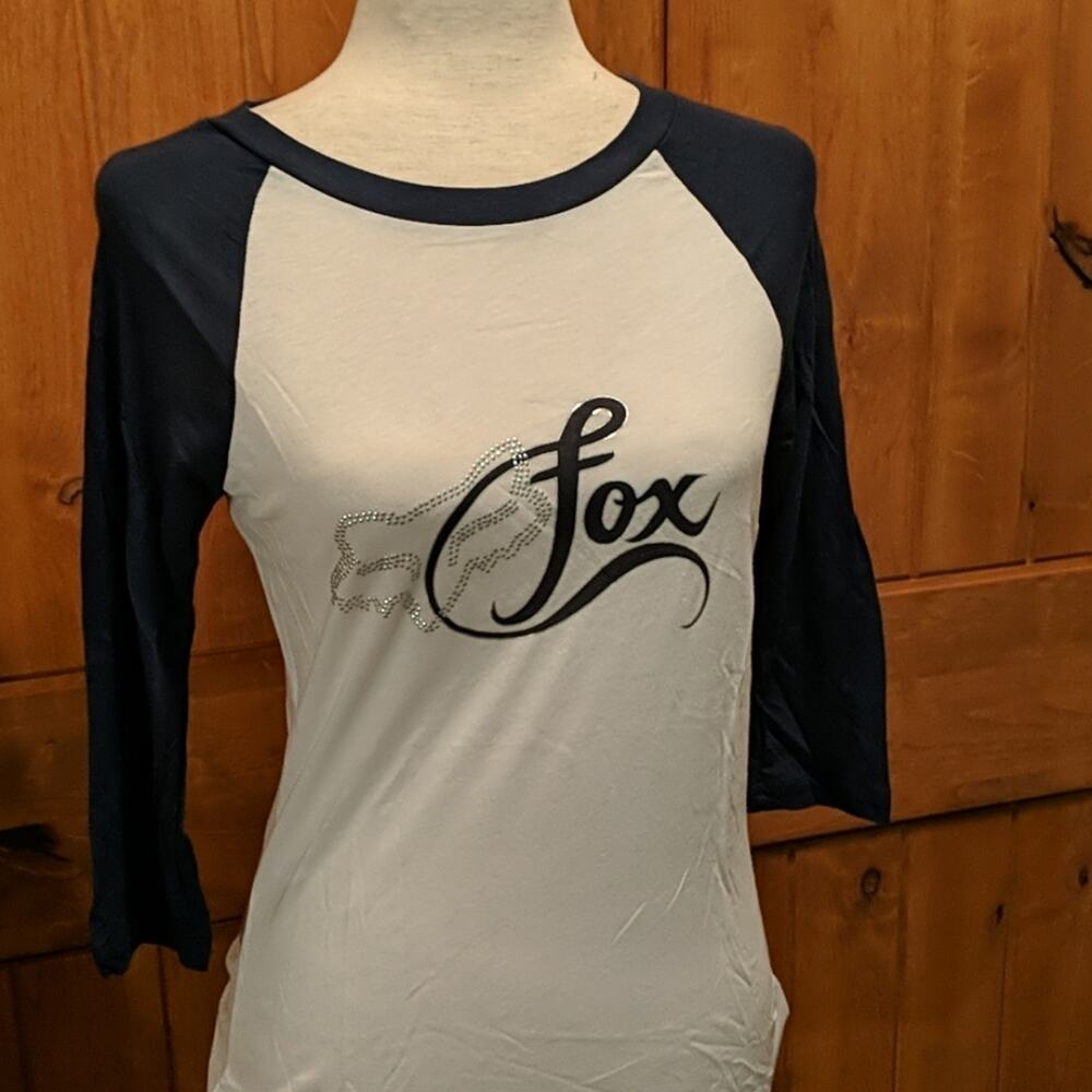 New Vintage 90s Fox Girls Raglan Baseball Long sleeve Tee